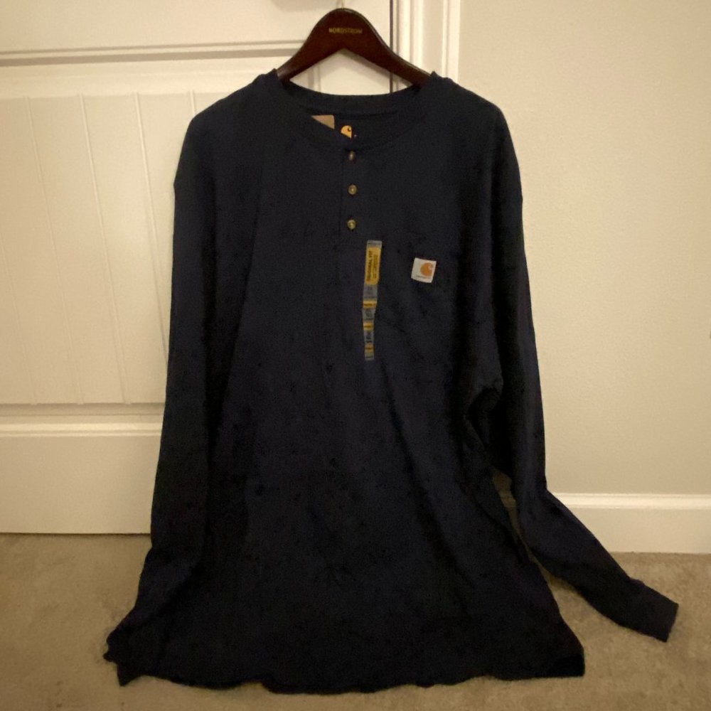 Carhartt Original Fit Pocket Henley in Navy - 2XL Tall